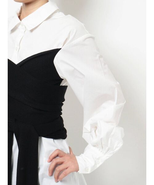 GYDA（ジェイダ）の「ニットドッキングデザインシャツ（シャツ/ブラウス・レディース・ブラック/ベージュ・FREE）」の18枚目の写真