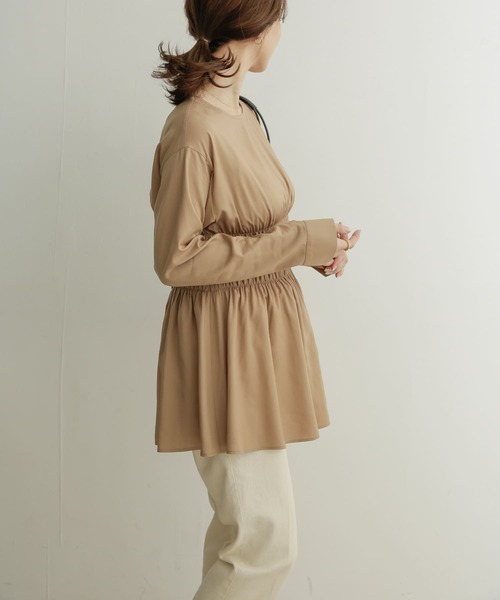 URBAN RESEARCH DOORS シャーリングブラウス ミント 洗える URBAN RESEARCH DOORS シャーリングブラウス ミント 洗える