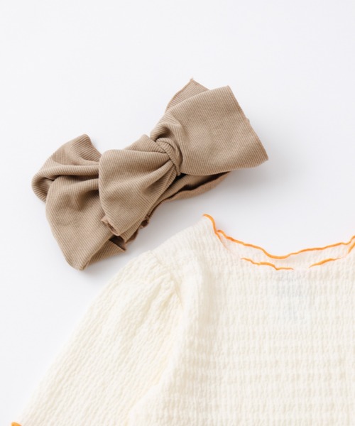 CIAOPANIC TYPY(チャオパニックティピー)の「□【KIDS】BIGリボンヘアターバン(ヘアバンド・キッズ・ベージュ/ネイビー/アイボリー/カーキ/ピンク・ONE SIZE)」の3枚目の写真