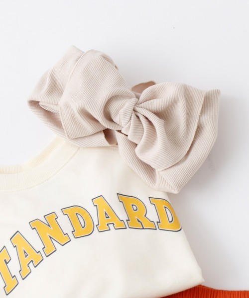 CIAOPANIC TYPY(チャオパニックティピー)の「□【KIDS】BIGリボンヘアターバン(ヘアバンド・キッズ・ベージュ/ネイビー/アイボリー/カーキ/ピンク・ONE SIZE)」の2枚目の写真