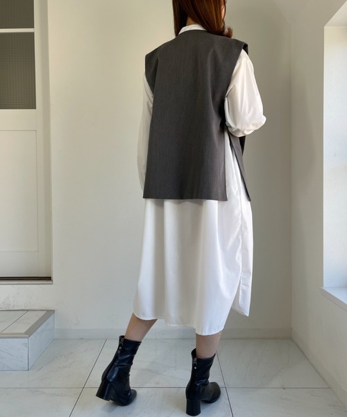 CLEA(クレア)の「バンドカラーシャツワンピース(シャツワンピース・レディース・ホワイト/ブラック/ベージュ/ブルー・FREE)」の11枚目の写真