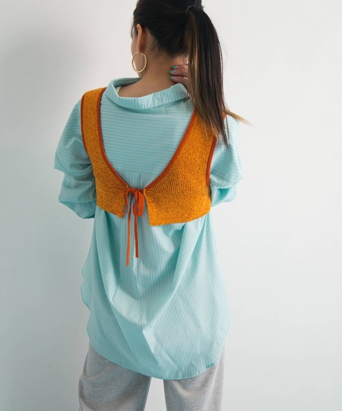 bohmal（ボマール）の「前後2wayメランジリブニットビスチェ（ベスト・レディース・レッド/イエロー/ブルー・FREE）」の10枚目の写真