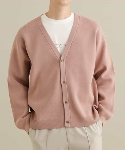 a.v.v（アーヴェヴェ）の「【洗濯機で洗える】アゼワイドシルエットカーディガン（カーディガン/ボレロ・メンズ・ピンク/グリーン/チャコールグレー/ライトブルー・50/46/44/48）」の4枚目の写真