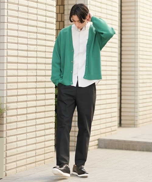 a.v.v（アーヴェヴェ）の「【洗濯機で洗える】アゼワイドシルエットカーディガン（カーディガン/ボレロ・メンズ・ピンク/グリーン/チャコールグレー/ライトブルー・50/46/44/48）」の6枚目の写真