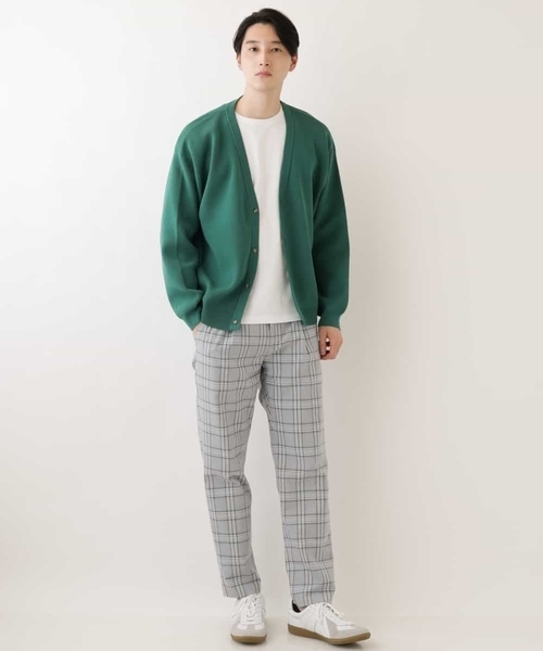 a.v.v（アーヴェヴェ）の「【洗濯機で洗える】アゼワイドシルエットカーディガン（カーディガン/ボレロ・メンズ・ピンク/グリーン/チャコールグレー/ライトブルー・50/46/44/48）」の9枚目の写真