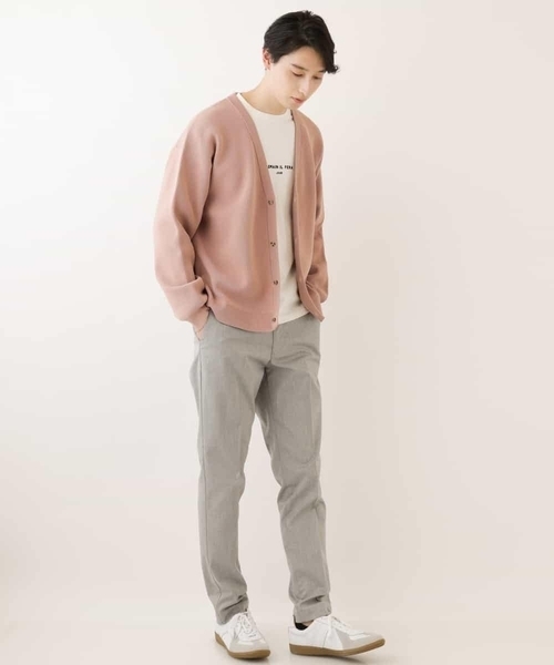 a.v.v（アーヴェヴェ）の「【洗濯機で洗える】アゼワイドシルエットカーディガン（カーディガン/ボレロ・メンズ・ピンク/グリーン/チャコールグレー/ライトブルー・50/46/44/48）」の16枚目の写真