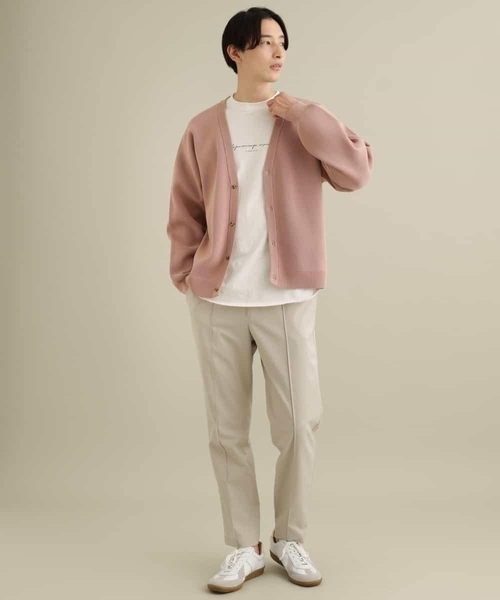 a.v.v（アーヴェヴェ）の「【洗濯機で洗える】アゼワイドシルエットカーディガン（カーディガン/ボレロ・メンズ・ピンク/グリーン/チャコールグレー/ライトブルー・50/46/44/48）」の18枚目の写真