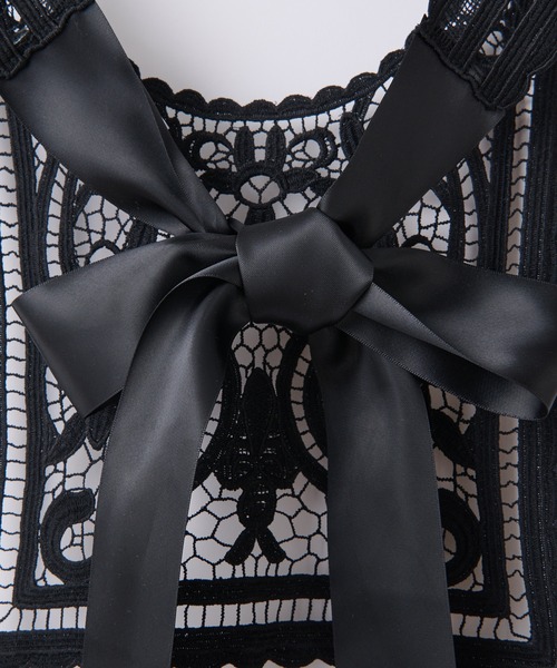 CIAOPANIC（チャオパニック）の「レース×リボン付け襟（付け襟・レディース・ブラック/オフホワイト・ONESIZE）」の7枚目の写真