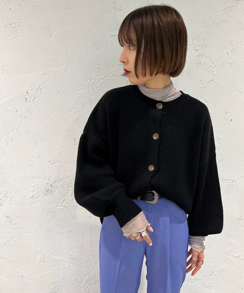 apres jour mignon(アプレジュールミニョン)の「カラーニットカーディガン【ZOZOTOWN限定アイテム】(カーディガン/ボレロ・レディース・ブラック/アイボリー/オレンジ/イエロー/ピンク/ライトブルー・X-LARGE/フリー)」の16枚目の写真