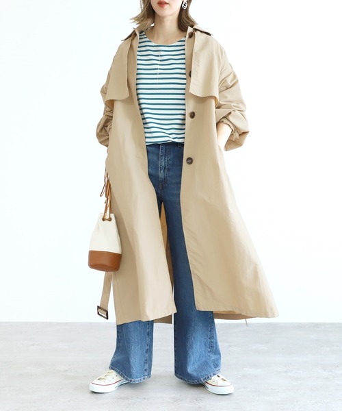 reca（レカ）の「スタンドカラーボリュームスリーブトレンチコート（トレンチコート・レディース・サンドベージュ/ベージュ・L/M）」の2枚目の写真