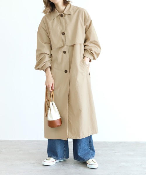 reca（レカ）の「スタンドカラーボリュームスリーブトレンチコート（トレンチコート・レディース・サンドベージュ/ベージュ・L/M）」の8枚目の写真