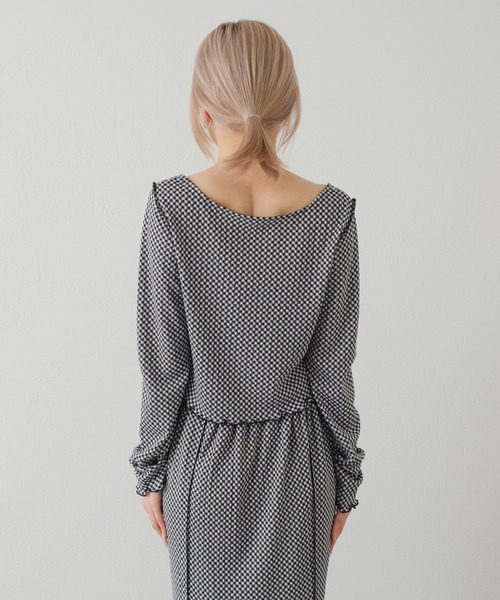 Kastane（カスタネ）の「【カタログ掲載アイテム】ギンガムジャガード２WAYプルオーバー（Tシャツ/カットソー・レディース・ブラック/キャメル・FREE）」の8枚目の写真