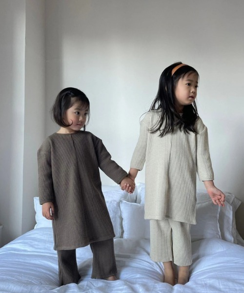 TRUNC（トランクエイティーエイト）の「Child Waffle Setup（セットアップ・キッズ・ブラック/ブラウン/アイボリー・FREE）」の5枚目の写真