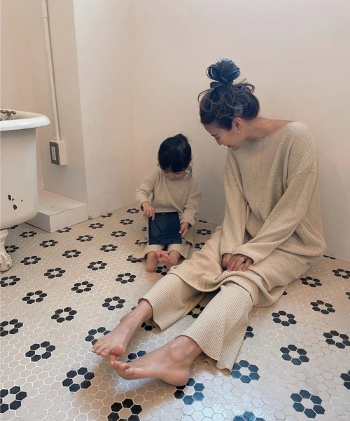 TRUNC（トランクエイティーエイト）の「Child Waffle Setup（セットアップ・キッズ・ブラック/ブラウン/アイボリー・FREE）」の8枚目の写真