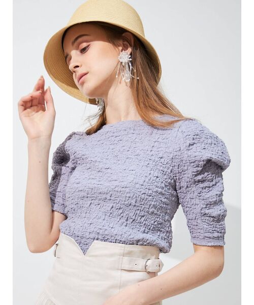 MERCURYDUO（マーキュリーデュオ）の「パワショルシャーリングカットソー（Tシャツ/カットソー・レディース・オフホワイト/ブラック/ラベンダー・FREE）」の8枚目の写真