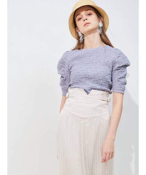 MERCURYDUO（マーキュリーデュオ）の「パワショルシャーリングカットソー（Tシャツ/カットソー・レディース・オフホワイト/ブラック/ラベンダー・FREE）」の19枚目の写真