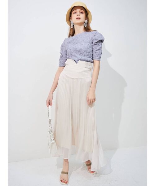 MERCURYDUO（マーキュリーデュオ）の「パワショルシャーリングカットソー（Tシャツ/カットソー・レディース・オフホワイト/ブラック/ラベンダー・FREE）」の6枚目の写真