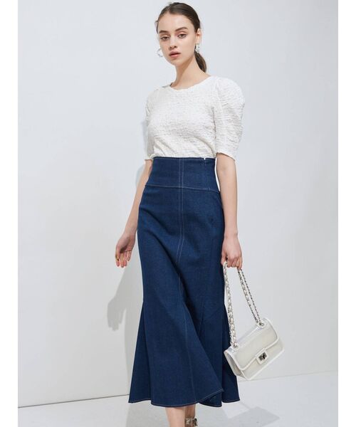 MERCURYDUO（マーキュリーデュオ）の「パワショルシャーリングカットソー（Tシャツ/カットソー・レディース・オフホワイト/ブラック/ラベンダー・FREE）」の7枚目の写真