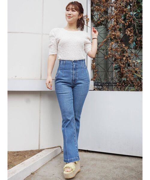 MERCURYDUO（マーキュリーデュオ）の「パワショルシャーリングカットソー（Tシャツ/カットソー・レディース・オフホワイト/ブラック/ラベンダー・FREE）」の16枚目の写真