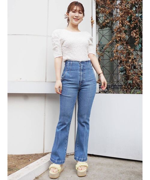 MERCURYDUO（マーキュリーデュオ）の「パワショルシャーリングカットソー（Tシャツ/カットソー・レディース・オフホワイト/ブラック/ラベンダー・FREE）」の14枚目の写真