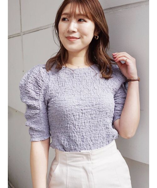 MERCURYDUO（マーキュリーデュオ）の「パワショルシャーリングカットソー（Tシャツ/カットソー・レディース・オフホワイト/ブラック/ラベンダー・FREE）」の21枚目の写真