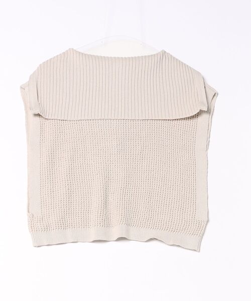 STYLEBLOCK（スタイルブロック）の「ワッフルニットハーフZIPショートトップス（ニット/セーター・レディース・ブラック/オフホワイト/グリーン/ライトベージュ・M）」の5枚目の写真