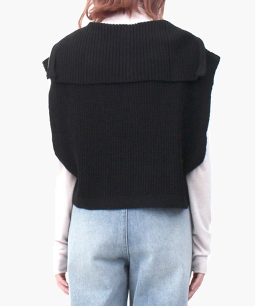 STYLEBLOCK（スタイルブロック）の「ワッフルニットハーフZIPショートトップス（ニット/セーター・レディース・ブラック/オフホワイト/グリーン/ライトベージュ・M）」の9枚目の写真