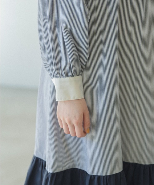 idem（イデム）の「multi stripe onepiece/ストライプシャツワンピース（ワンピース・レディース・ネイビー/ブルー・FREE）」の12枚目の写真