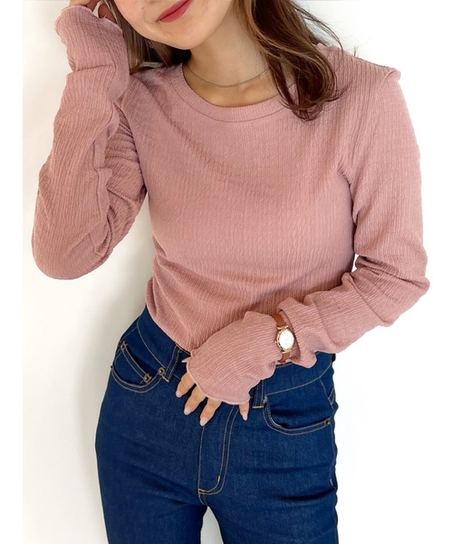 JUMELLE(ジュメロ)の「シャーリングカットソー(Tシャツ/カットソー・レディース・ホワイト/ピンク・FREE)」の2枚目の写真