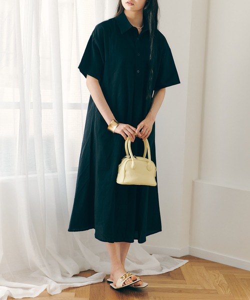 Lamoa（ラモア）の「Lamoa/ロングシャツ ルーズ ワンピース（シャツワンピース・レディース・ホワイト/ブラック/ブルー・FREE）」の5枚目の写真