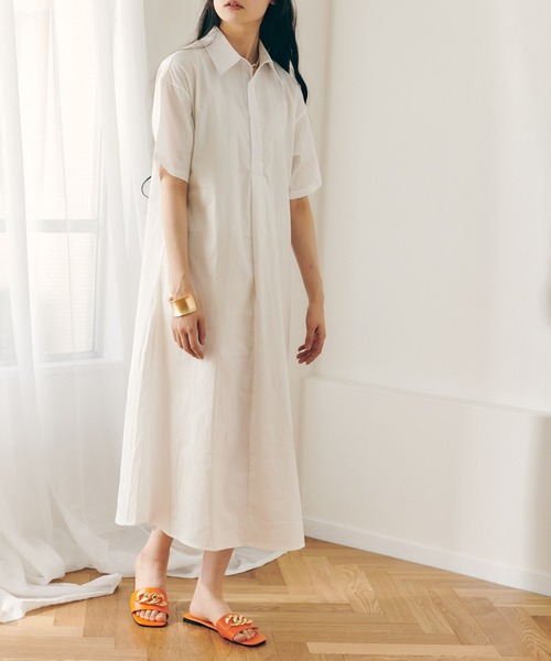 Lamoa（ラモア）の「Lamoa/ロングシャツ ルーズ ワンピース（シャツワンピース・レディース・ホワイト/ブラック/ブルー・FREE）」の8枚目の写真