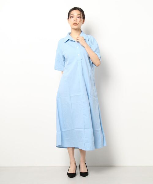 Lamoa（ラモア）の「Lamoa/ロングシャツ ルーズ ワンピース（シャツワンピース・レディース・ホワイト/ブラック/ブルー・FREE）」の12枚目の写真