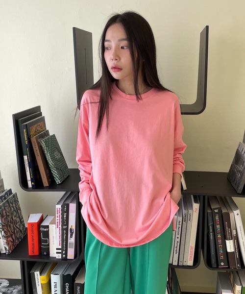 Didot.showroom（ディドット ショールーム）の「ルーズカラーロングTシャツ（Tシャツ/カットソー・レディース・ホワイト/チャコールグレー/ピンク/ミント・FREE）」の11枚目の写真