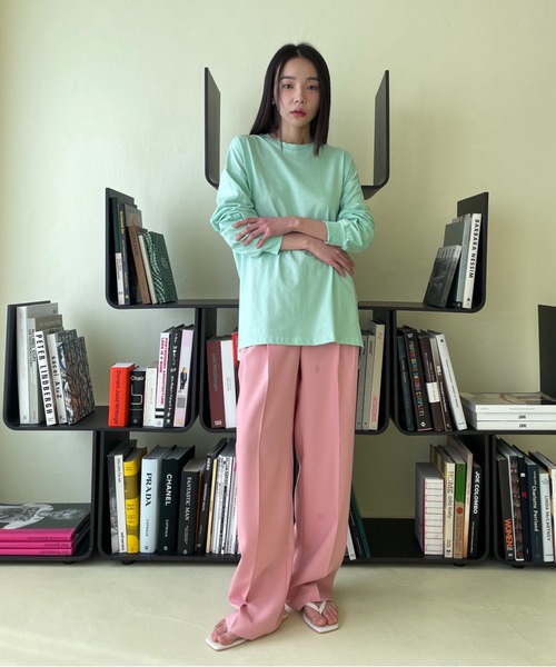 Didot.showroom（ディドット ショールーム）の「ルーズカラーロングTシャツ（Tシャツ/カットソー・レディース・ホワイト/チャコールグレー/ピンク/ミント・FREE）」の14枚目の写真