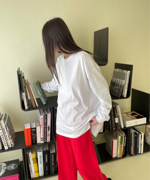 Didot.showroom（ディドット ショールーム）の「ルーズカラーロングTシャツ（Tシャツ/カットソー・レディース・ホワイト/チャコールグレー/ピンク/ミント・FREE）」の9枚目の写真