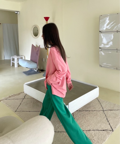 Didot.showroom（ディドット ショールーム）の「ルーズカラーロングTシャツ（Tシャツ/カットソー・レディース・ホワイト/チャコールグレー/ピンク/ミント・FREE）」の17枚目の写真