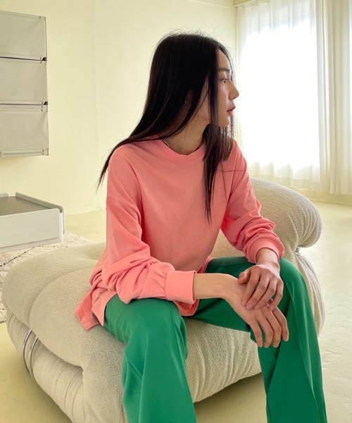 Didot.showroom（ディドット ショールーム）の「ルーズカラーロングTシャツ（Tシャツ/カットソー・レディース・ホワイト/チャコールグレー/ピンク/ミント・FREE）」の7枚目の写真