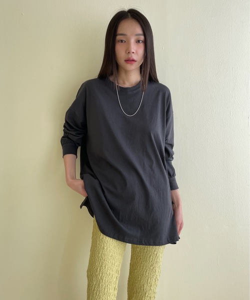 Didot.showroom（ディドット ショールーム）の「ルーズカラーロングTシャツ（Tシャツ/カットソー・レディース・ホワイト/チャコールグレー/ピンク/ミント・FREE）」の16枚目の写真