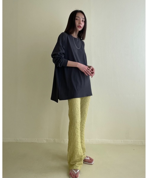 Didot.showroom（ディドット ショールーム）の「ルーズカラーロングTシャツ（Tシャツ/カットソー・レディース・ホワイト/チャコールグレー/ピンク/ミント・FREE）」の19枚目の写真