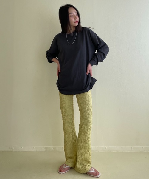 Didot.showroom（ディドット ショールーム）の「ルーズカラーロングTシャツ（Tシャツ/カットソー・レディース・ホワイト/チャコールグレー/ピンク/ミント・FREE）」の6枚目の写真