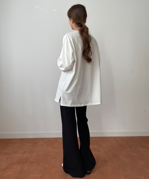 Didot.showroom（ディドット ショールーム）の「ルーズカラーロングTシャツ（Tシャツ/カットソー・レディース・ホワイト/チャコールグレー/ピンク/ミント・FREE）」の18枚目の写真