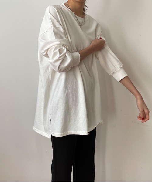 Didot.showroom（ディドット ショールーム）の「ルーズカラーロングTシャツ（Tシャツ/カットソー・レディース・ホワイト/チャコールグレー/ピンク/ミント・FREE）」の8枚目の写真