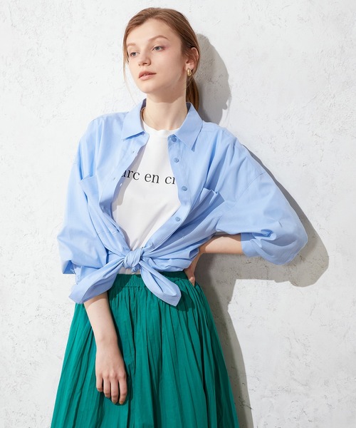 LE SOUK HOLIDAY(ルスークホリデー)の「モックネックロゴTシャツ(Tシャツ/カットソー・レディース・ブラック/オフホワイト/グリーン・M/L)」の7枚目の写真