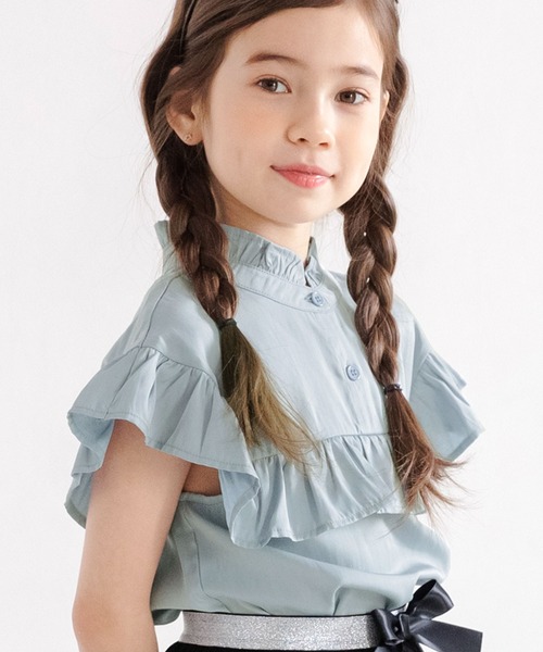 Bee des Bee(ビーデスビー)の「ノースリーブブラウス(シャツ/ブラウス・キッズ・ブルー/ホワイト/グレー・110cm/100cm/120cm/130cm/140cm/150cm)」の3枚目の写真
