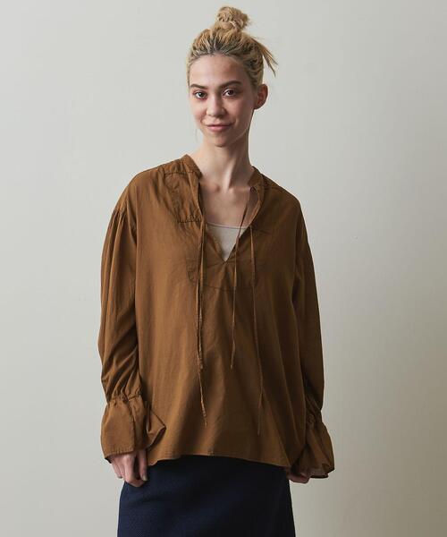 Steven Alan(スティーブンアラン)の「<Steven Alan>COTTON SILK BLOUSE/ブラウス(シャツ/ブラウス・レディース・ホワイト/ブラウン・FREE)」の2枚目の写真