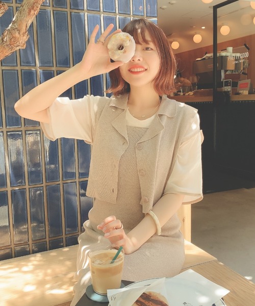 Ambre Neige（アンブルネージュ）の「ニットショートジレ／【WEB/EC限定商品】（ニット/セーター・レディース・アイボリー/ベージュ/ブラック・FREE）」の3枚目の写真