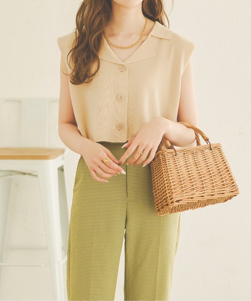 Ambre Neige（アンブルネージュ）の「ニットショートジレ／【WEB/EC限定商品】（ニット/セーター・レディース・アイボリー/ベージュ/ブラック・FREE）」の2枚目の写真