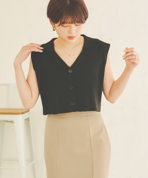 Ambre Neige（アンブルネージュ）の「ニットショートジレ／【WEB/EC限定商品】（ニット/セーター・レディース・アイボリー/ベージュ/ブラック・FREE）」の20枚目の写真