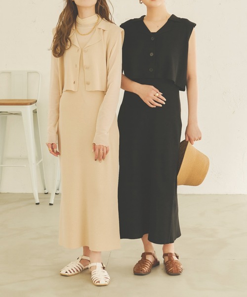 Ambre Neige（アンブルネージュ）の「ニットショートジレ／【WEB/EC限定商品】（ニット/セーター・レディース・アイボリー/ベージュ/ブラック・FREE）」の5枚目の写真