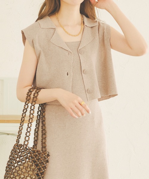 Ambre Neige（アンブルネージュ）の「ニットショートジレ／【WEB/EC限定商品】（ニット/セーター・レディース・アイボリー/ベージュ/ブラック・FREE）」の12枚目の写真